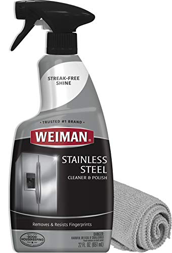 Product Cover Weiman Stainless Steel Cleaner and Polish - 22 Ounces (Microfiber Cloth) - Appliance Surfaces Leave Behind a Brilliant Shine