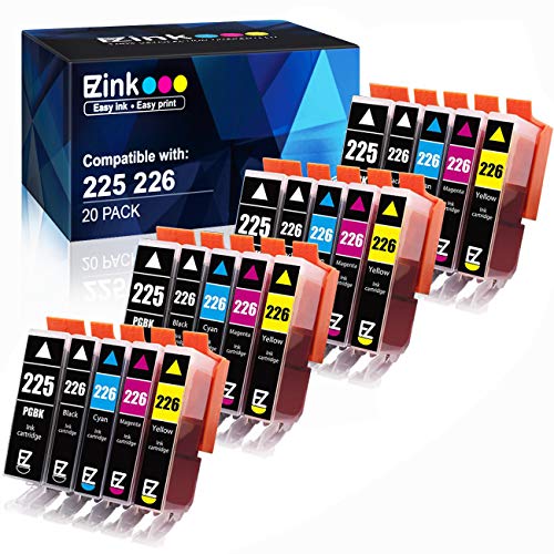 Product Cover E-Z Ink (TM) Compatible Ink Cartridge Replacement for Canon PGI-225 CLI-226 PGI225 CLI226 to use with PIXMA MX882 MX892 MG5320 MG6220 (4 Large Black, 4 Cyan, 4 Magenta, 4 Yellow, 4 Small Black) 20Pack