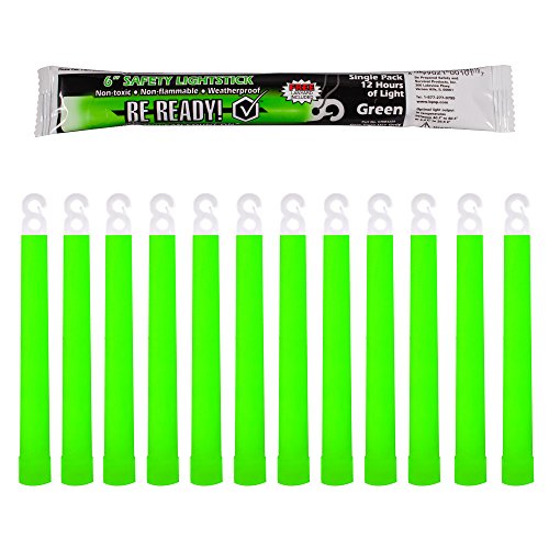 Product Cover Be Ready - Industrial 12 hour Illumination Emergency Safety Chemical Light Glow Sticks (12 Pack Green)