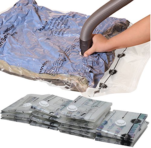 Product Cover Simple Houseware V 15 Vacuum Storage Space Saver for Bedding, Pillows, Towel, Blanket, Clothes Bags (2 x Jumbo, 5 x Extra Large, 4 x Medium), Pack-2Jumbo, 5Extra, 4Large, 4Medium, Clear