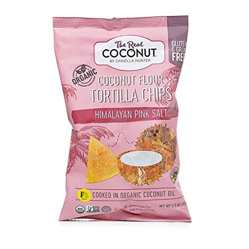 Product Cover The Real Coconut Gluten Free Coconut Flour Tortilla Chips 5.5oz (Himalayan Pink Salt)
