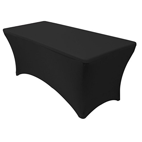 Product Cover Red Spot Pro Rectangular Stretch Tablecloth Pick from Sizes 4ft, 6ft, 8ft (Black)-Spandex Tight Fit Table Cover for Parties, Trade Shows, Djs, Weddings and Events of All Kinds. (8 Foot)