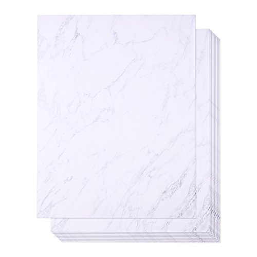 Product Cover 48 Pack Marble Stationery Paper - Letterhead - Decorative Design Paper - Double Sided - Printer Friendly, 8.5 x 11 Inch Letter Size Sheets