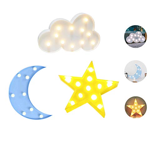 Product Cover Luckiey Decorative LED Crescent Moon Star Cloud Night Lights for Kids and Adults, Baby Nursery, Birthday Party, Holiday Decorations, Kid's Room Decor