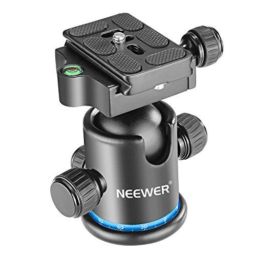 Product Cover Neewer Pro Metal Tripod Ball Head 360 Degree Rotating Panoramic with 1/4 inch Quick Shoe Plate, Bubble Level for Tripod,Monopod,Slider,DSLR Camera Camcorder up to 17.6 pounds/8 kilograms (Black+Blue)