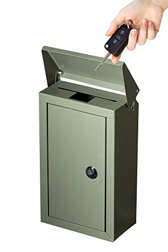 Product Cover Outdoor Large Key Drop Box Galvanized Steel Wall-Mount Powder-Coated Key Fob Lock Box by Work Affinity (Gray)