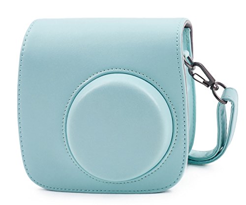 Product Cover Phetium ICE Blue Protective Case for Fujifilm Instax Mini 9 Mini 8 Mini 8+, Soft PU Leather Bag with Pocket and Removable Shoulder Strap(Ice Blue)