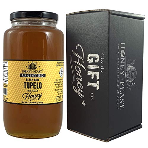 Product Cover Honey Feast - Raw Black Gum TUPELO Honey | from Organic American floral sources | Unfiltered & Pure Superfood | 3 Pounds | Local Honey to Gainesville, Jacksonville, Tallahassee Florida