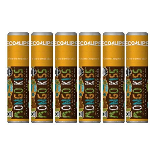 Product Cover Lip Balm Mongo Kiss 6-Pack (6 Tubes) Vanilla Honey by Eco Lips 100% Organic Beeswax & Cocoa Butter Lip Care with Organic Mongongo Oil - Soothe & Moisturize Dry and Cracked Lips - Made in USA