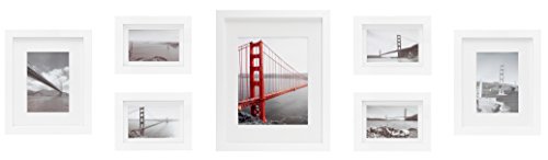 Product Cover Frametory, Set of 7 Gallery Wall Frames White Photo Frame with Ivory Color Mat & Real Glass
