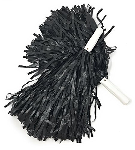 Product Cover Funiverse 12 Bulk Deluxe Cheerleading Pom Poms - 6 Pairs Ideal for Team Spirit, Corporate Events, and Tailgating (Black) ...