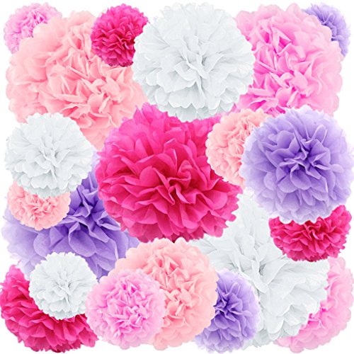 Product Cover 20 ct Tissue Paper Pom Poms Flowers - rose