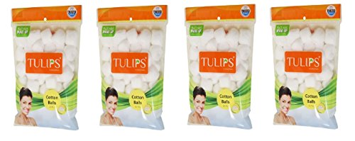 Product Cover Tulips 50 White Cotton Balls In A Ziplock Bag (Pack Of 4)