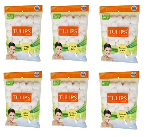 Product Cover Tulips 50 White Cotton Balls In A Ziplock Bag (Pack Of 6)