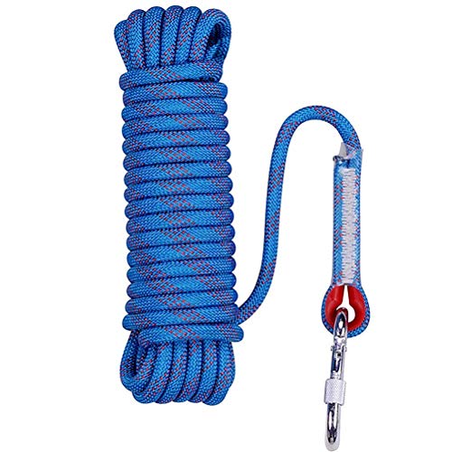 Product Cover Aoneky 10 mm Static Outdoor Rock Climbing Rope, Fire Escape Safety Rappelling Rope (Blue 1, 98)