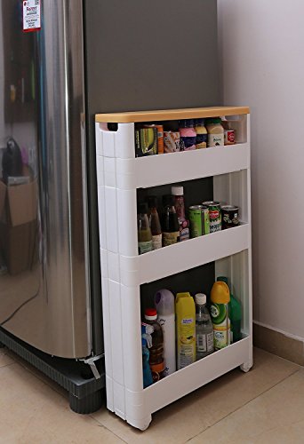 Product Cover Kurtzy Kitchen Storage Rack Shelf Organizer With Plastic Wheels 45x12.5x75CM