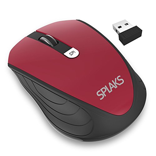 Product Cover Wireless Mouse, Splaks 2.4Ghz Wireless Mice 4 Buttons Portable Office Mouse 3 Adjustable DPI Left Hand Mouse with Nano USB Receiver for Computer, Laptop, MacBook-BKRD