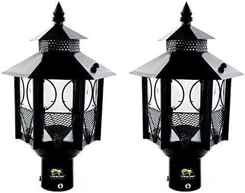 Product Cover Weldecor 6Angle Gate,Pole,Piller,Garden Lamp Pair(2 Pc) - Black