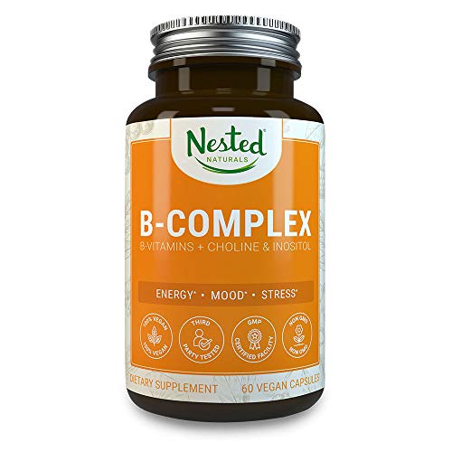 Product Cover All 8 B-Complex Vitamins Plus Choline & Inositol | 60 Vegan Capsules | High Potency Multi B Vitamin with Pure Methyl B12 | Best B-Vitamins Complex Supplement for Men & Women