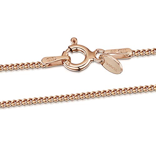 Product Cover Amberta 14K Rose Gold Plated on 925 Sterling Silver 1.3 mm Curb Chain Necklace Length 20