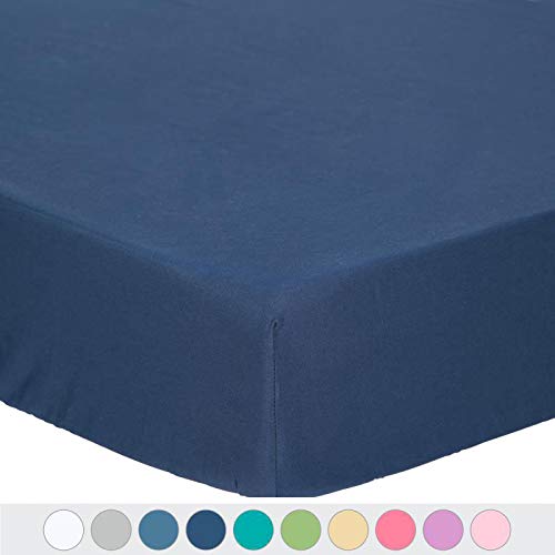 Product Cover TILLYOU Microfiber Silky Soft Crib Sheet Navy, All Seasons Fitted Toddler Mattress Sheets, 28