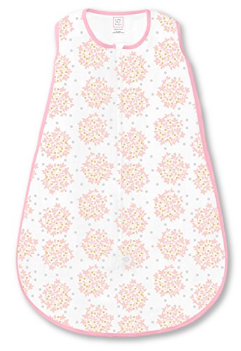 Product Cover SwaddleDesigns Cotton Sleeping Sack with 2-Way Zipper, Pink Heavenly Floral Shimmer, Large 12-18 Months
