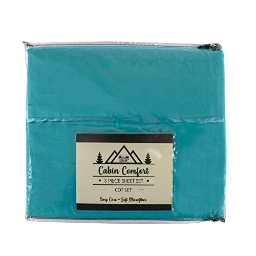 Product Cover Everything Summer Camp Cot Sheets - 3 Piece Set for Camping and RV Cots - 72 x 28 Inches (Teal)