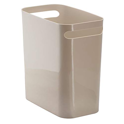 Product Cover mDesign Slim Plastic Rectangular Large Trash Can Wastebasket, Garbage Container Bin, Handles for Bathroom, Kitchen, Home Office, Dorm, Kids Room - 12