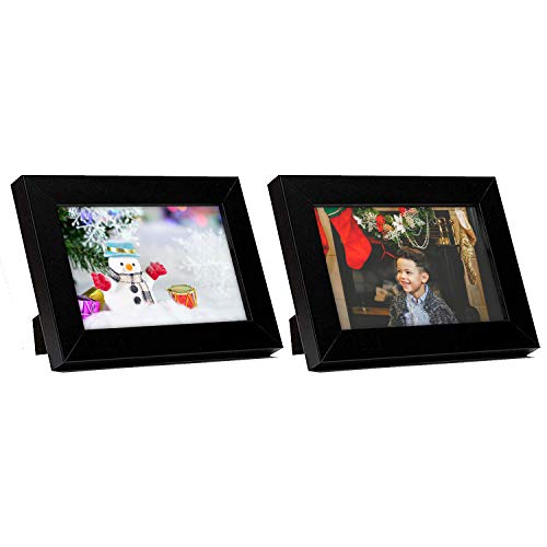 Product Cover Frametory, Set of Two 4x6 Black Picture Frame - Made to Display Pictures 4x6 Photo - Wide Molding Real Glass - Preinstalled Wall Mounting Hardware (4x6 - Set of 2, Black)