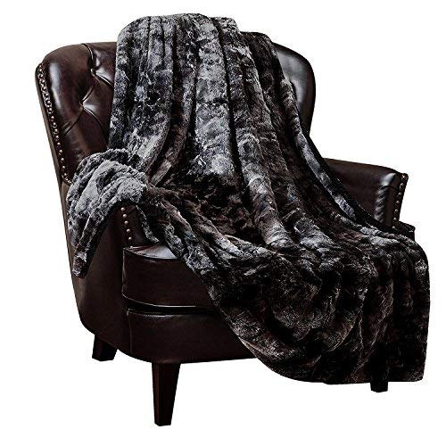 Product Cover Chanasya Fuzzy Faux Fur Throw Blanket - Light Weight Blanket for Bed Couch and Living Room Suitable for Fall Winter and Spring (50x65 Inches) Black