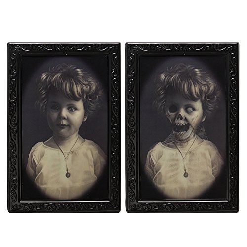 Product Cover UIYTR Halloween Lenticular 3D Changing Face Horror Portrait Haunted Spooky Halloween Decorative Painting Frame Props