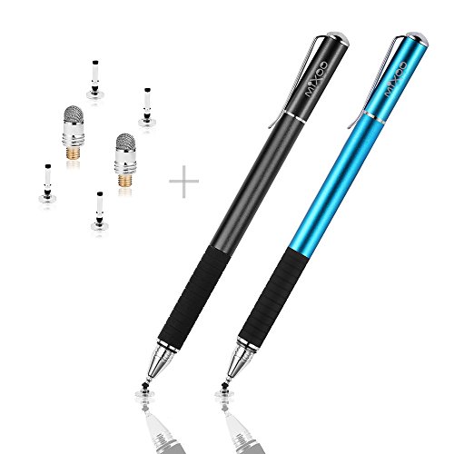 Product Cover Mixoo 2-in-1 Precision Disc & Fiber Stylus with Replaceable Tips for Capacitive Touch Screen Devices (Black/Blue)