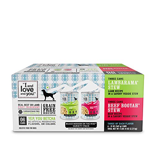 Product Cover I and love and you Naked Essentials Wet Dog Food - Grain Free and Canned, Beef + Lamb Variety Pack, 13-Ounce, Pack of 6 Cans