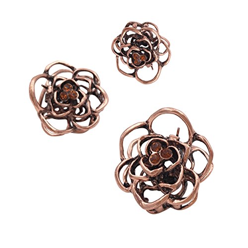 Product Cover 3 Vintage Rose Mini Small Metal Hair Claws Clips Clamps Girls Ladies Women