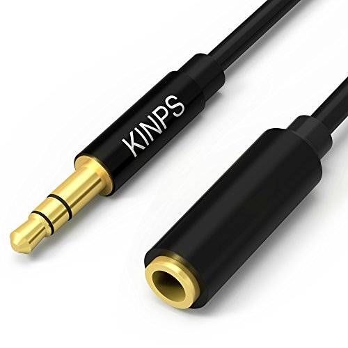 Product Cover KINPS Audio Auxiliary Stereo Extension Audio Cable 3.5mm Stereo Jack Male to Female, Stereo Jack Cord for Phones, Headphones, Speakers, Tablets, PCs, MP3 Players and More (3ft/1m, TPE-Jet Black)