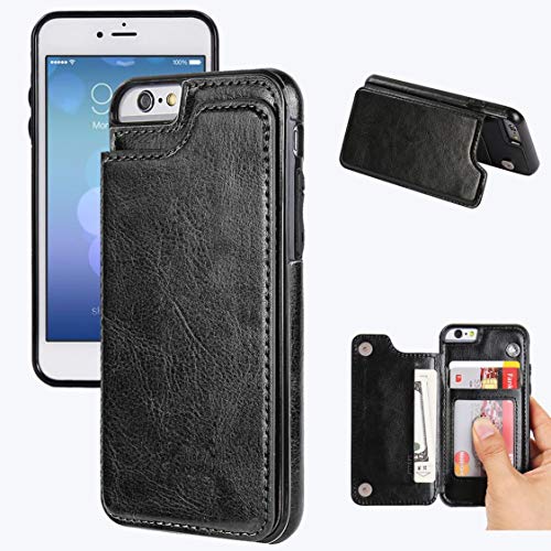 Product Cover iPhone 6/6s Wallet Case-JOYAKI PU Leather Card Case -Slim fit Executive Wallet Card Case - Ultra Slim Protective Phone Case(Black) ...