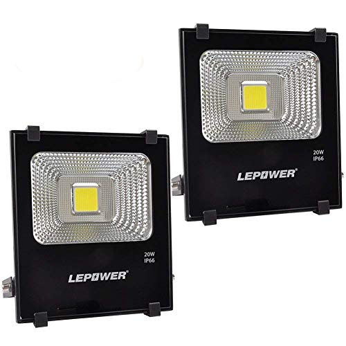 Product Cover LEPOWER 2 Pack 20W LED Flood Light Outdoor, Super Bright Work Light, 100W Halogen Bulb Equivalent, IP66 Waterproof Outdoor Landscape Floodlight, 6000K,1600lm, Outdoor Led Lights(Daylight White 2-pack)
