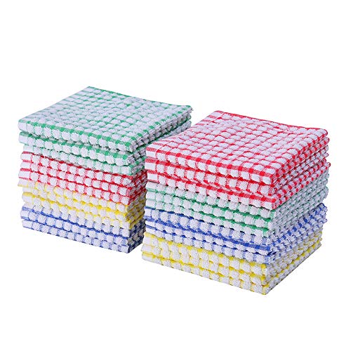 Product Cover Kitchen Dishcloths 24pcs 12x12 Inches Bulk Cotton Kitchen Dish Cloths Scrubbing Wash Cloths Sets (Mix Color)