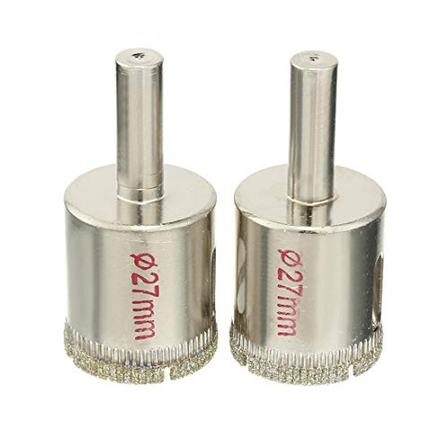 Product Cover uxcell 2PCS 27mm Diamond Coated Hole Saw Drill Bits for Glass Ceramic Tile Marble Rock Porcelain