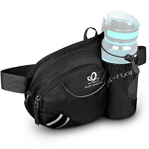 Product Cover Waterfly Hiking Waist Bag Fanny Pack with Water Bottle Holder for Men Women Running & Dog Walking Can Hold iPhone8 Plus Screen Size 6.5inch