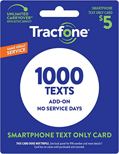 Product Cover Tracfone 1000 Text Message PIN Refill Card, Only for Smartphones, Delivered through the mail, no minutes / data included