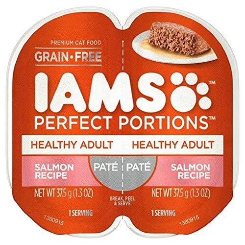 Product Cover IAMS Perfect Portions Premium Adult Cat Food Salmon Recipe Grain Free Pate, 1.3 oz Each 4 - Twin Packs (8 Total Servings)