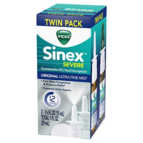 Product Cover Vicks Sinex Severe Original Ultra Fine Mist Sinus Nasal Spray Twin Pack, 2 x .5 Fl oz, Total 1 Fl oz