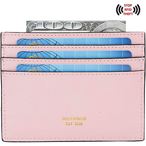 Product Cover DONWORD RFID Slim Leather Card Case Wallet Minimalist Credit Card Holder Money Clip for Men & Women