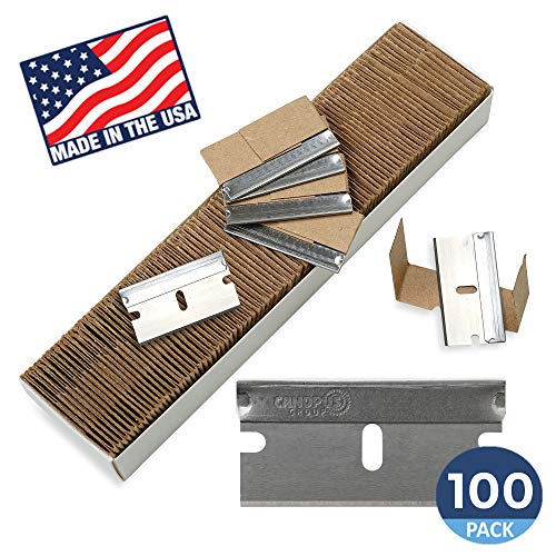 Product Cover Single Edge Industrial Razor Blades, Safety Straight Edge Razors, Box & Carton Cutter Replacement Blades, Glass & Paint Scraper Razor Blades (Box of 100) - Fits ALL Standard Tools -%100 Made in USA