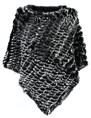Product Cover bestfur Women's Genuine Knitted Rabbit Fur Loose Cape Shawl Cloak