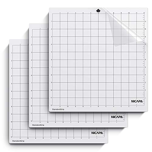 Product Cover Nicapa StandardGrip Cutting Mat for Silhouette Cameo 3/2/1(12x12 inch,3 Mats) Standard Adhesive Sticky Quilting Cricket Cut Mats Replacement Accessories for Silhouette Cameo