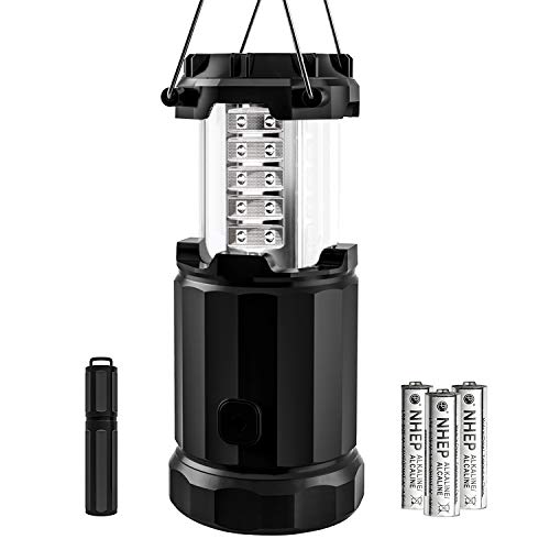 Product Cover Etekcity Portable LED Camping Lantern Flashlight with AA Batteries, Upgraded Magnetic Base and Dimmer Button - Survival Kit for Emergency, Hurricane, Outage (Black, Collapsible)