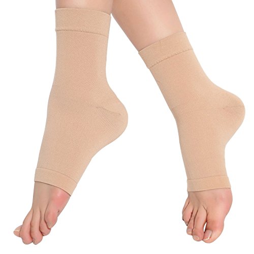 Product Cover SPOTBRACE Medical Compression Breathable Ankle Brace, Elastic Thin Ankle Support, Pain Relief Ankle Sleeve for Unisex Ankle Swelling, Achilles Tendonitis, Plantar Fasciitis and Sprained - Nude,1 Pair