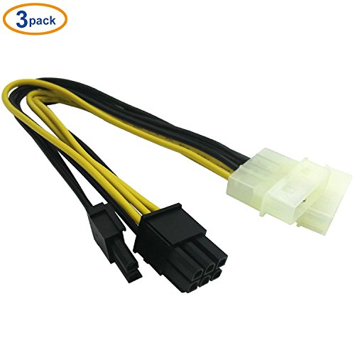 Product Cover COMeap (3-Pack) 8 Pin (6+2) Male PCI Express to 2X Molex Power Adapter Cable 9-inch(23cm)